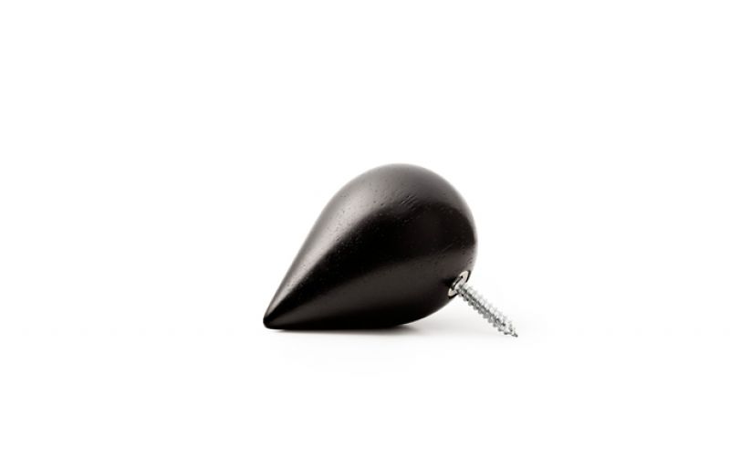 Schwarzer Dropit Hook Garderobenhaken von Normann Copenhagen, einzeln liegend mit Schraube, modernes Design.
